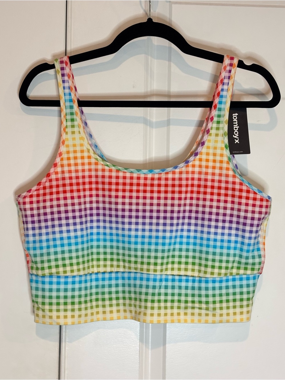 NWT Tomboyx Rainbow Gingham Longline Bralette 2X